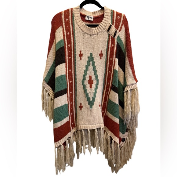 Show Me Your MuMu Sweaters - Show Me Your MuMu Women’s Southwest Baja Knit Sweater Poncho O/S